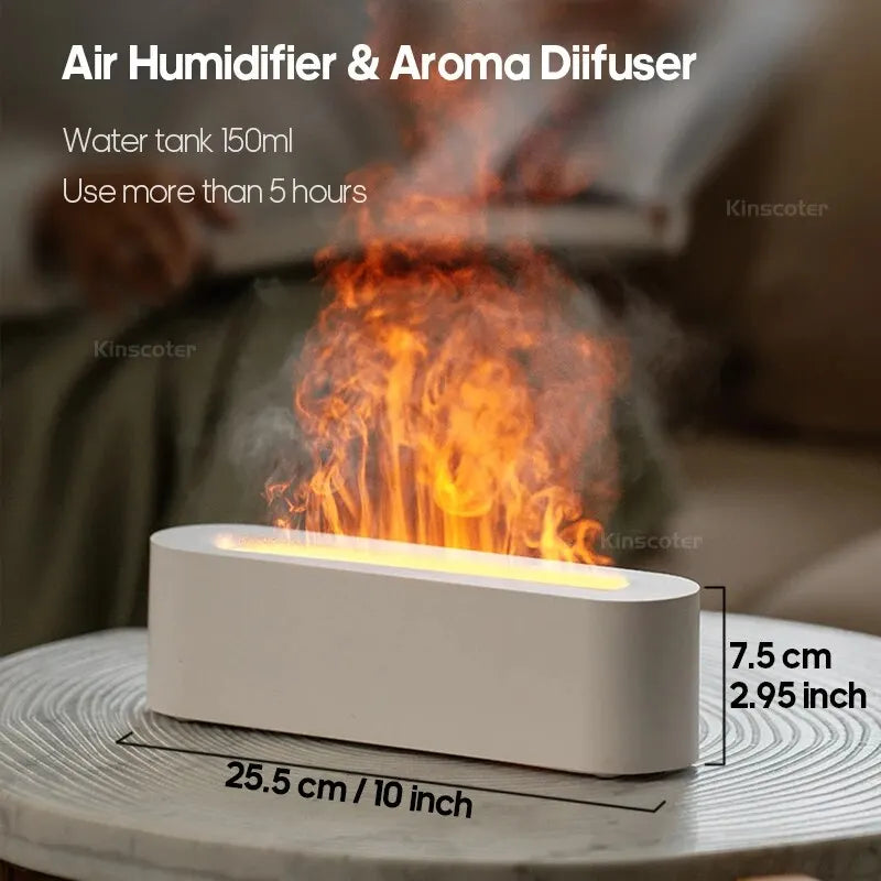 Newest RGB Flame Aroma Diffuser Humidifier USB Desktop Simulation Light Aromatherapy Purifier Air for Bedroom with 7 Colors